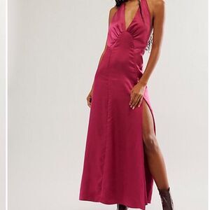 FREE‎ PEOPLE Dance 'Till Dawn Pink Rose strange love Midi Dress Size S NWT